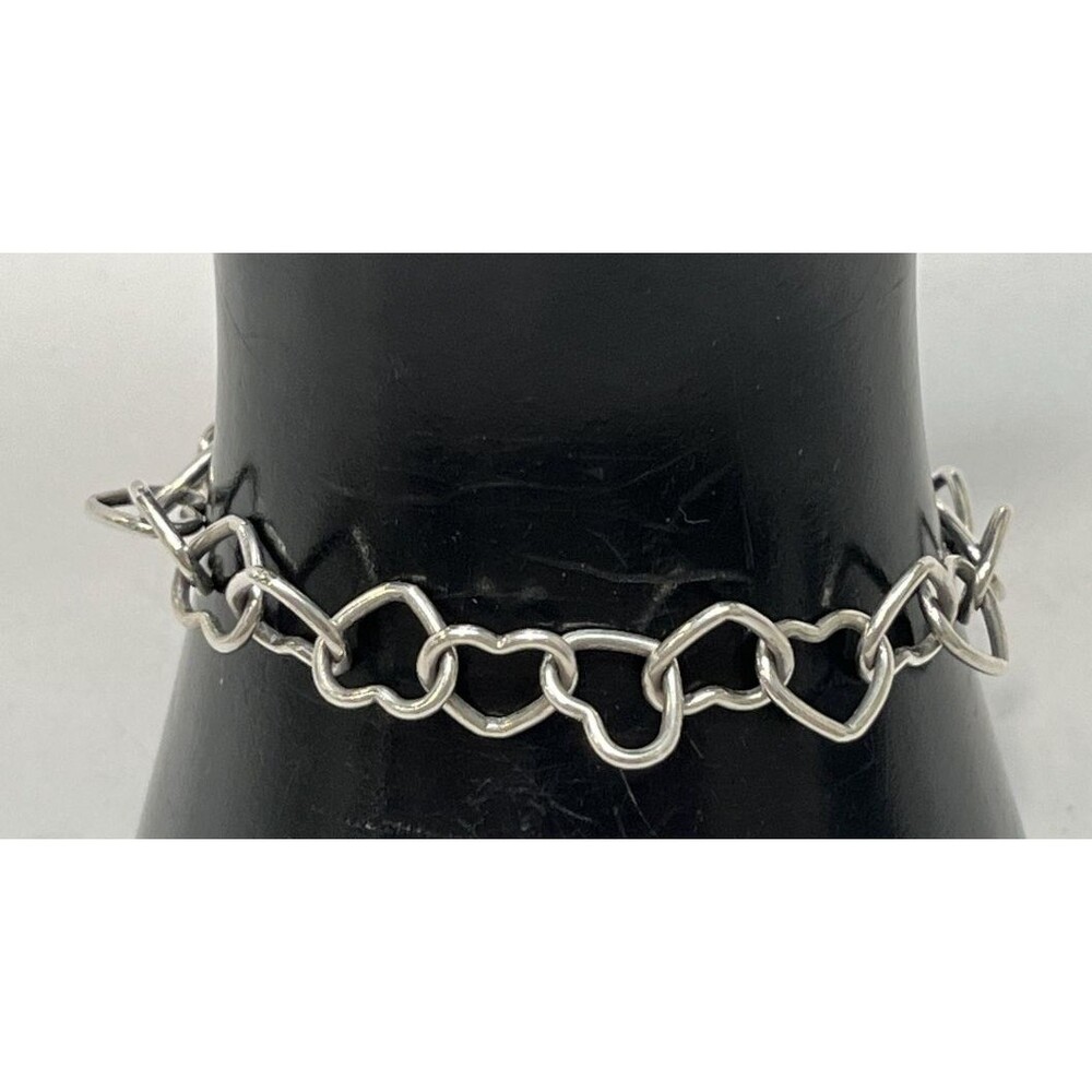 JAMES AVERY 925 Sterling Silver Connected Hearts Link Charm 6 1/2" Bracelet 9.6g